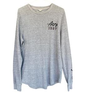 Aeropostale Shirt Mens Large Gray Long Sleeve 1987 New York Thermal Pullover